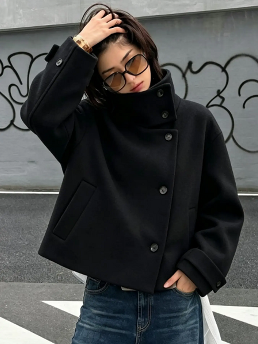 Soft-Touch Funnel Neck Trench Coat