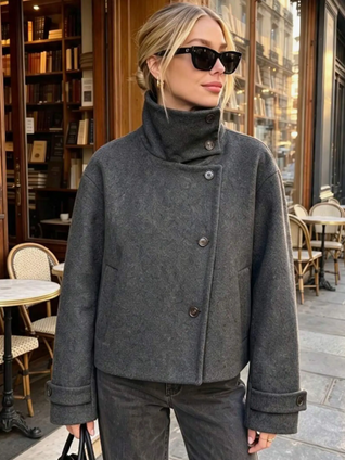 Soft-Touch Funnel Neck Trench Coat