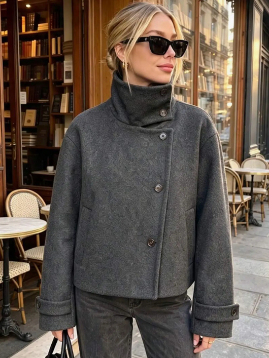 Soft-Touch Funnel Neck Trench Coat