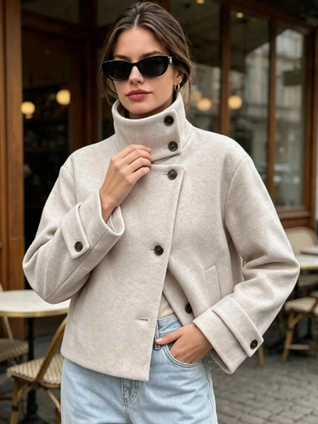 Soft-Touch Funnel Neck Trench Coat