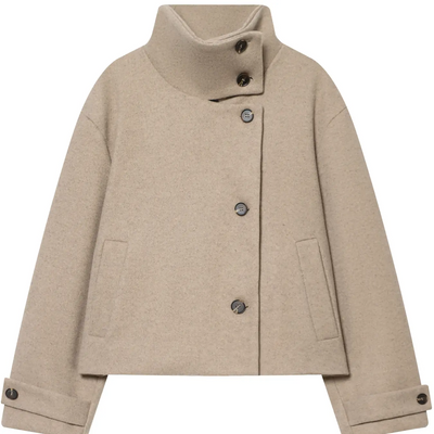 Soft-Touch Funnel Neck Trench Coat