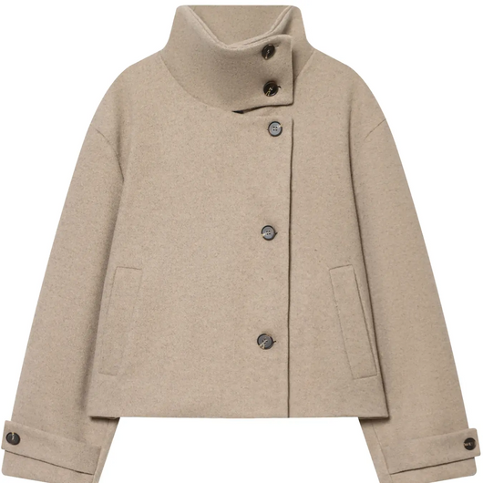 Soft-Touch Funnel Neck Trench Coat